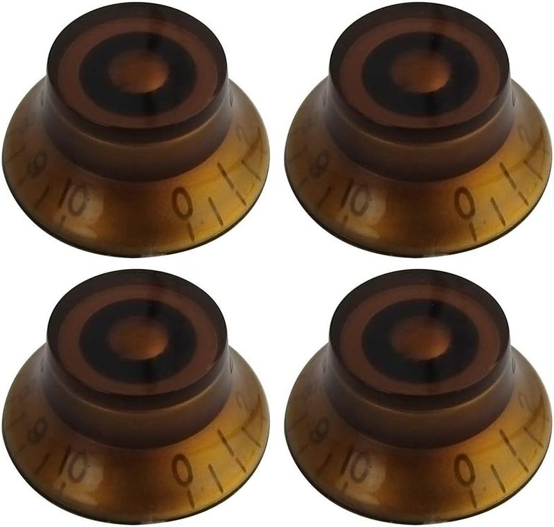 FLEOR 4pcs LP Guitar Knobs Amber Top Hat Style Speed Control Knobs Compatible with LP Style Electric Guitar - Image 1